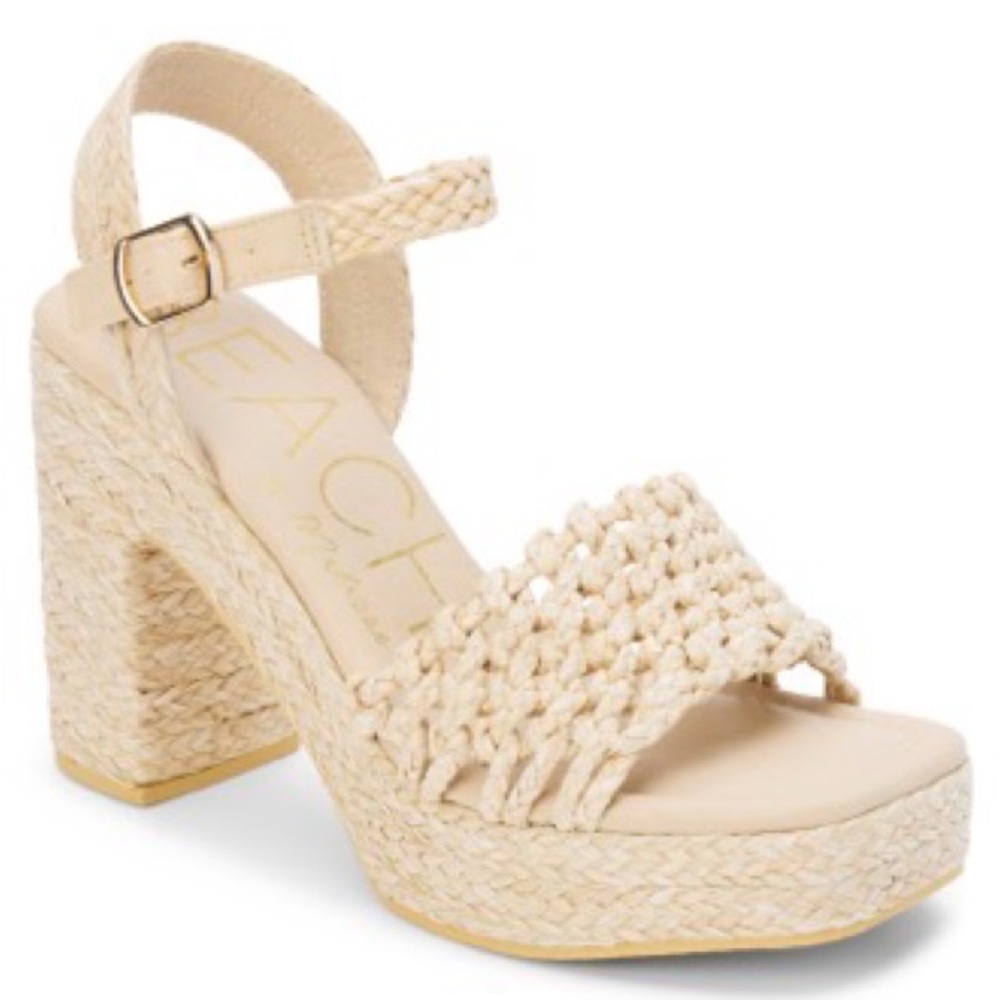 Women's Tan Woven Wedge Sandals